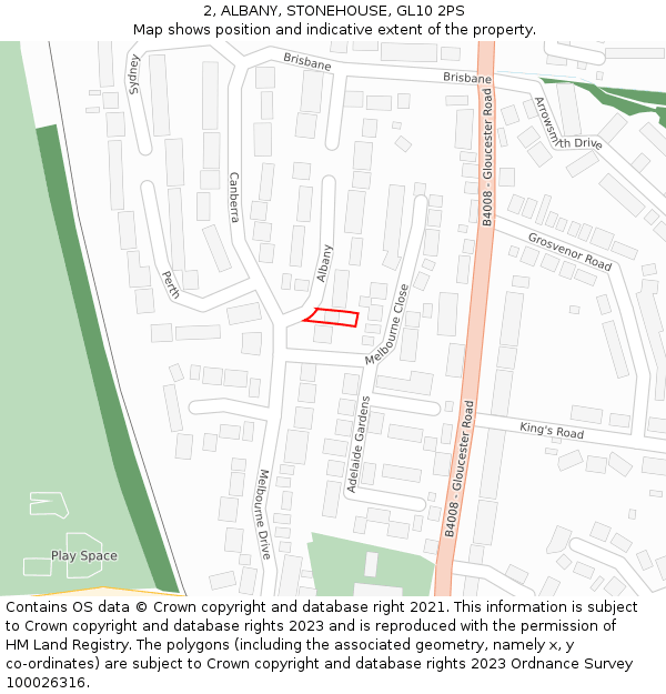 2, ALBANY, STONEHOUSE, GL10 2PS: Location map and indicative extent of plot