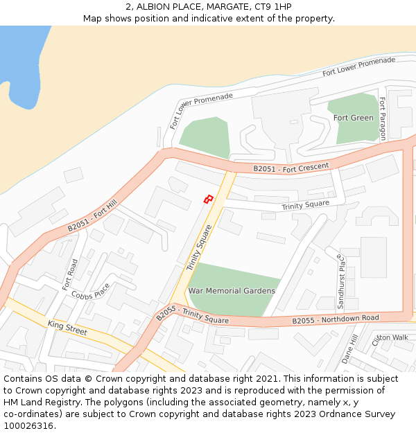 2, ALBION PLACE, MARGATE, CT9 1HP: Location map and indicative extent of plot