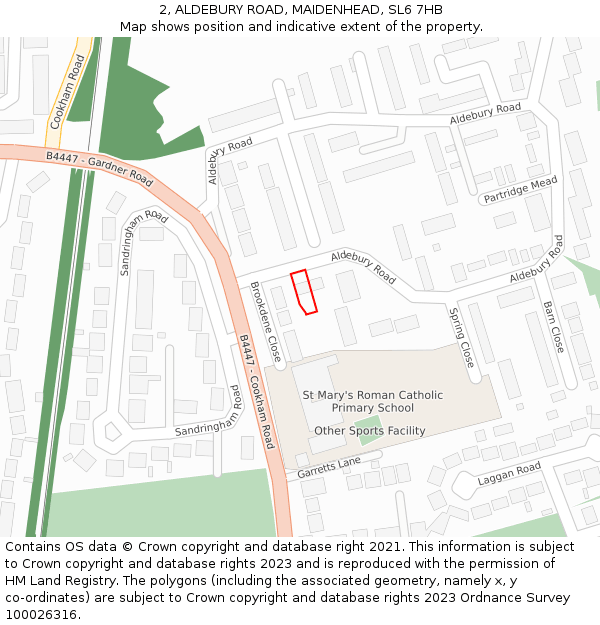 2, ALDEBURY ROAD, MAIDENHEAD, SL6 7HB: Location map and indicative extent of plot