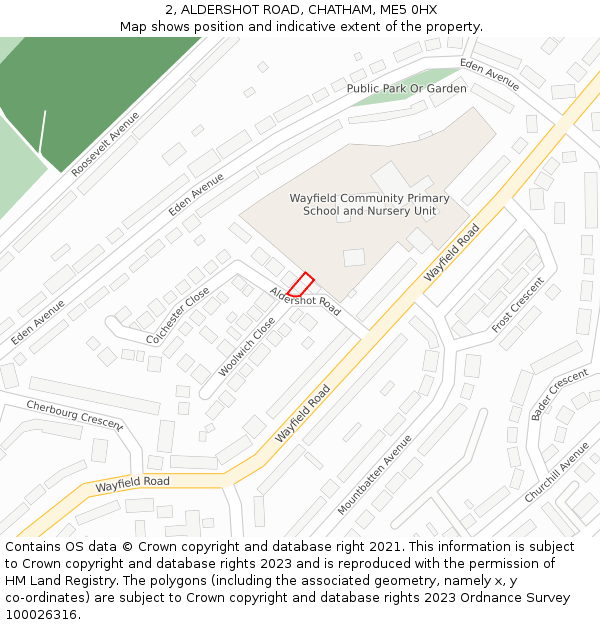 2, ALDERSHOT ROAD, CHATHAM, ME5 0HX: Location map and indicative extent of plot