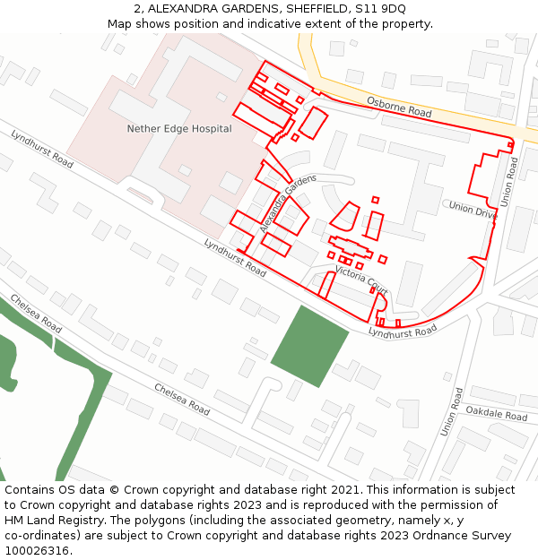 2, ALEXANDRA GARDENS, SHEFFIELD, S11 9DQ: Location map and indicative extent of plot