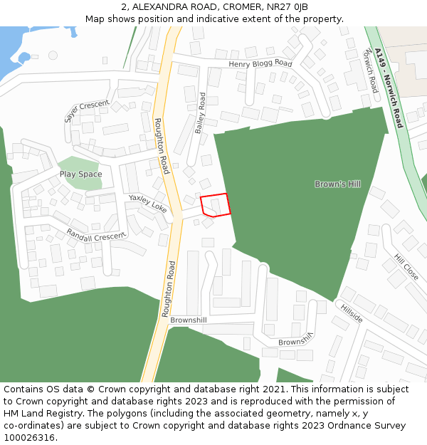 2, ALEXANDRA ROAD, CROMER, NR27 0JB: Location map and indicative extent of plot