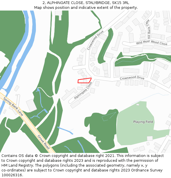 2, ALPHINGATE CLOSE, STALYBRIDGE, SK15 3RL: Location map and indicative extent of plot