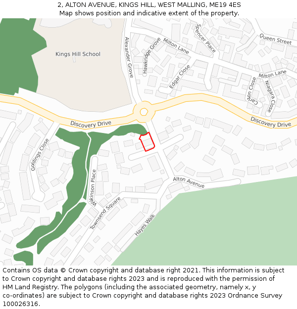 2, ALTON AVENUE, KINGS HILL, WEST MALLING, ME19 4ES: Location map and indicative extent of plot