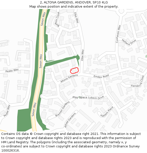 2, ALTONA GARDENS, ANDOVER, SP10 4LG: Location map and indicative extent of plot