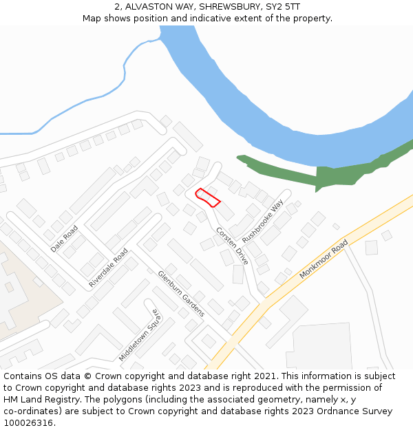 2, ALVASTON WAY, SHREWSBURY, SY2 5TT: Location map and indicative extent of plot