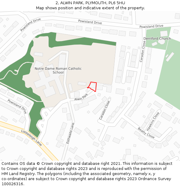 2, ALWIN PARK, PLYMOUTH, PL6 5HU: Location map and indicative extent of plot