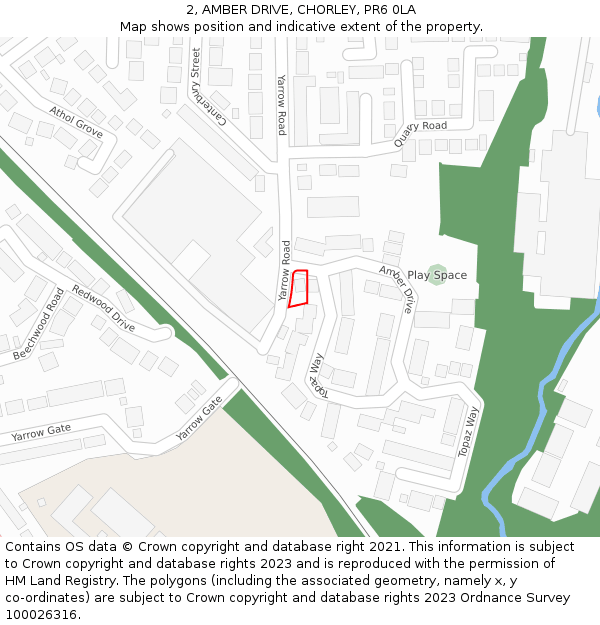 2, AMBER DRIVE, CHORLEY, PR6 0LA: Location map and indicative extent of plot