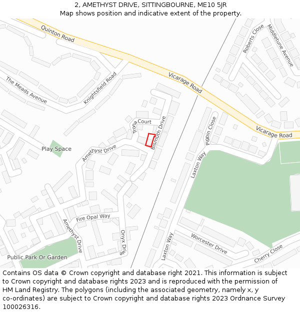 2, AMETHYST DRIVE, SITTINGBOURNE, ME10 5JR: Location map and indicative extent of plot