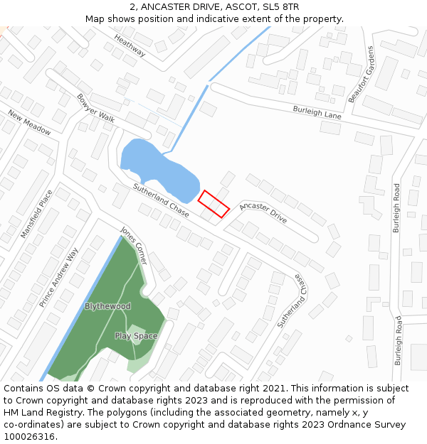 2, ANCASTER DRIVE, ASCOT, SL5 8TR: Location map and indicative extent of plot