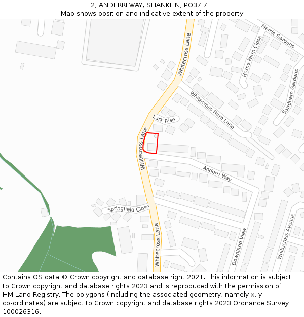 2, ANDERRI WAY, SHANKLIN, PO37 7EF: Location map and indicative extent of plot