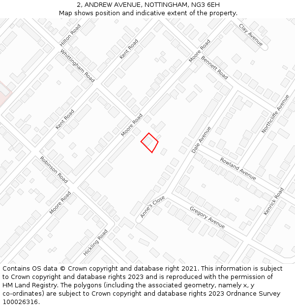 2, ANDREW AVENUE, NOTTINGHAM, NG3 6EH: Location map and indicative extent of plot