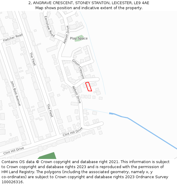 2, ANGRAVE CRESCENT, STONEY STANTON, LEICESTER, LE9 4AE: Location map and indicative extent of plot