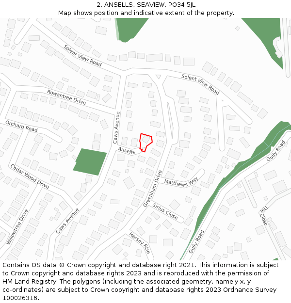 2, ANSELLS, SEAVIEW, PO34 5JL: Location map and indicative extent of plot