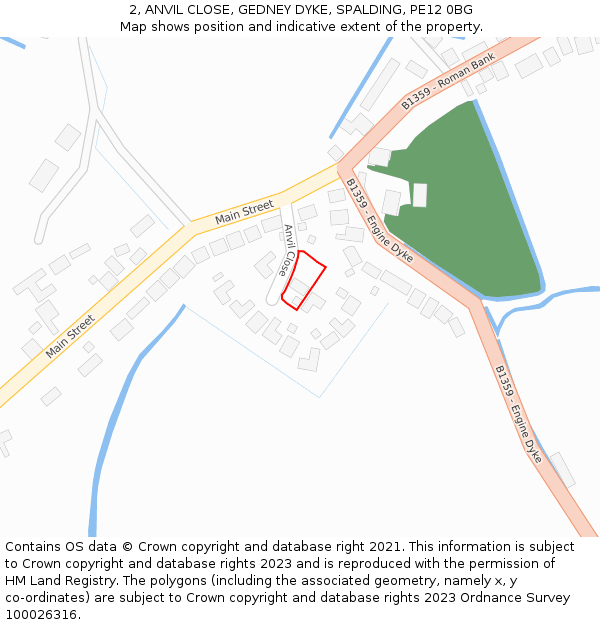 2, ANVIL CLOSE, GEDNEY DYKE, SPALDING, PE12 0BG: Location map and indicative extent of plot