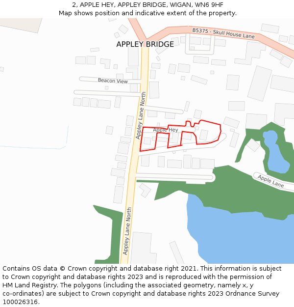 2, APPLE HEY, APPLEY BRIDGE, WIGAN, WN6 9HF: Location map and indicative extent of plot