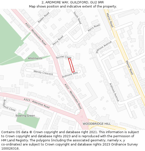 2, ARDMORE WAY, GUILDFORD, GU2 9RR: Location map and indicative extent of plot