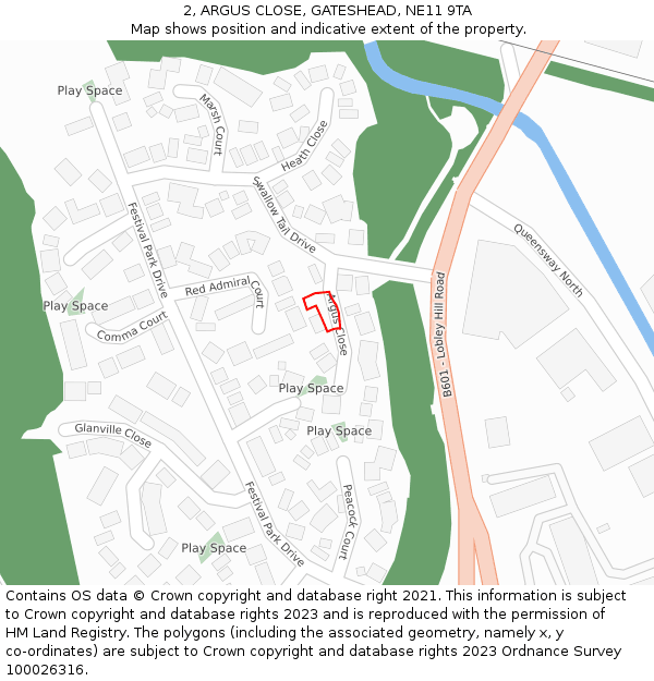 2, ARGUS CLOSE, GATESHEAD, NE11 9TA: Location map and indicative extent of plot