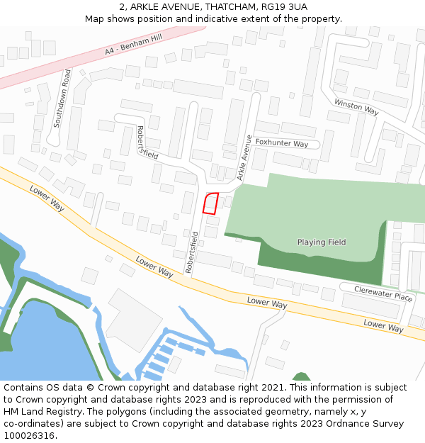 2, ARKLE AVENUE, THATCHAM, RG19 3UA: Location map and indicative extent of plot