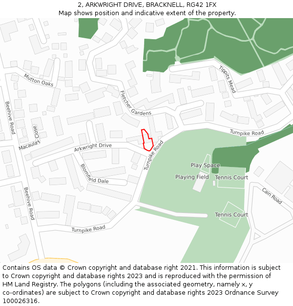 2, ARKWRIGHT DRIVE, BRACKNELL, RG42 1FX: Location map and indicative extent of plot