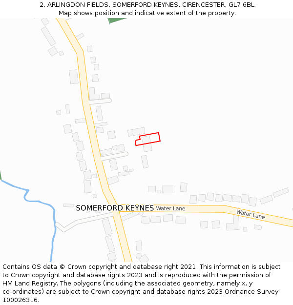 2, ARLINGDON FIELDS, SOMERFORD KEYNES, CIRENCESTER, GL7 6BL: Location map and indicative extent of plot