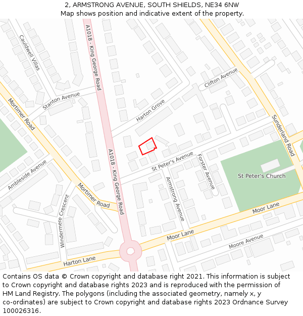 2, ARMSTRONG AVENUE, SOUTH SHIELDS, NE34 6NW: Location map and indicative extent of plot