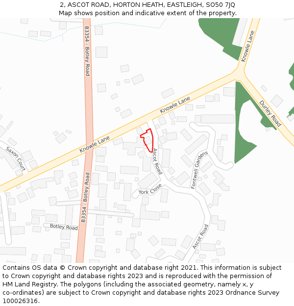 2, ASCOT ROAD, HORTON HEATH, EASTLEIGH, SO50 7JQ: Location map and indicative extent of plot