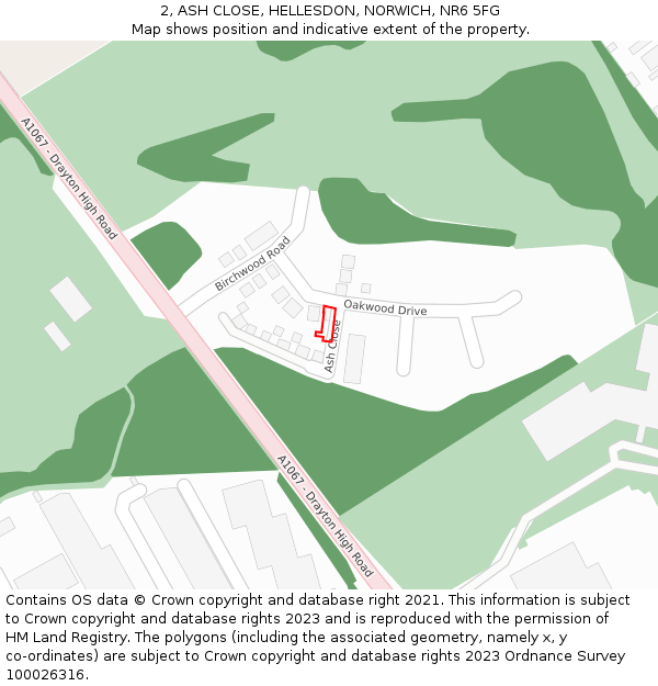 2, ASH CLOSE, HELLESDON, NORWICH, NR6 5FG: Location map and indicative extent of plot