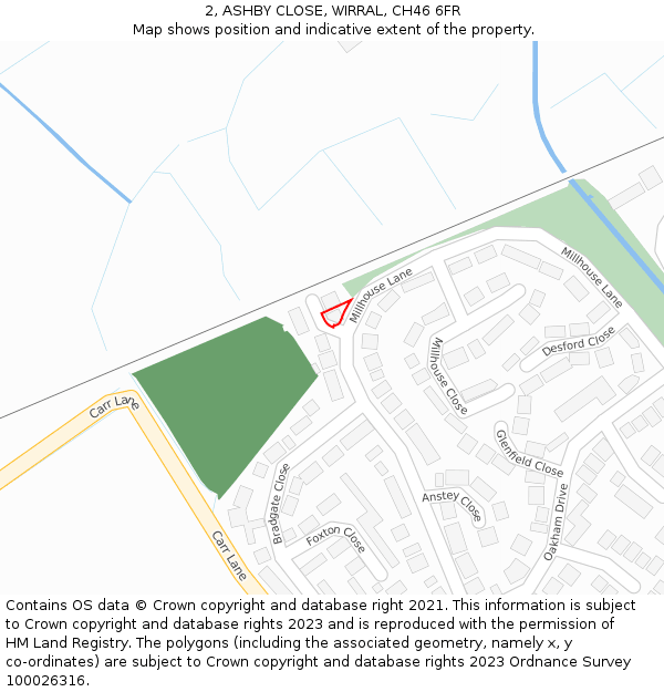 2, ASHBY CLOSE, WIRRAL, CH46 6FR: Location map and indicative extent of plot