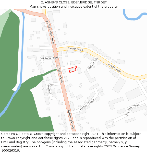 2, ASHBYS CLOSE, EDENBRIDGE, TN8 5ET: Location map and indicative extent of plot