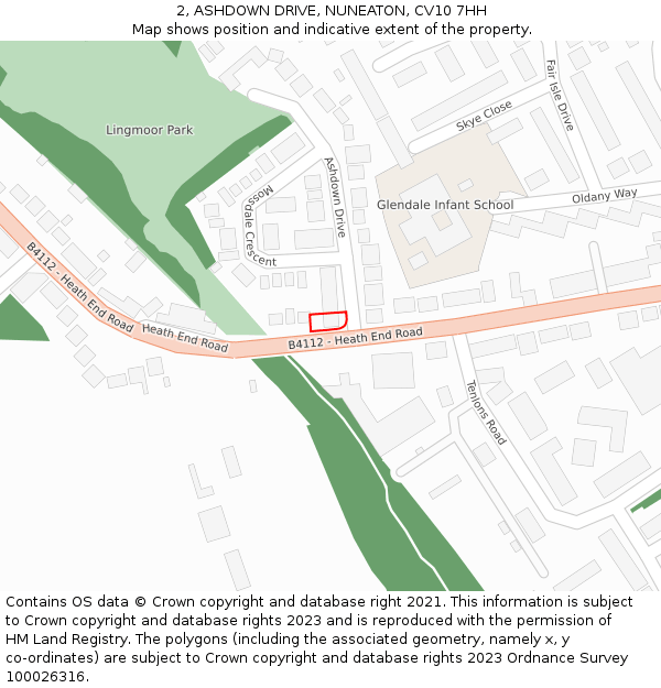 2, ASHDOWN DRIVE, NUNEATON, CV10 7HH: Location map and indicative extent of plot