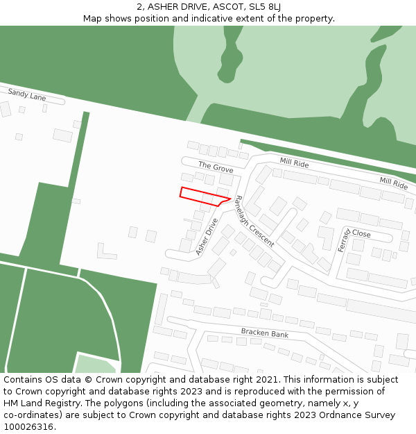 2, ASHER DRIVE, ASCOT, SL5 8LJ: Location map and indicative extent of plot