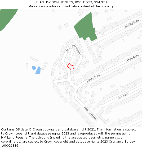 2, ASHINGDON HEIGHTS, ROCHFORD, SS4 3TH: Location map and indicative extent of plot