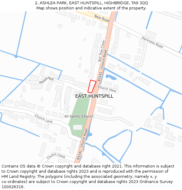 2, ASHLEA PARK, EAST HUNTSPILL, HIGHBRIDGE, TA9 3QQ: Location map and indicative extent of plot