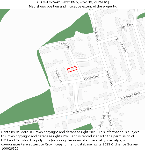 2, ASHLEY WAY, WEST END, WOKING, GU24 9NJ: Location map and indicative extent of plot