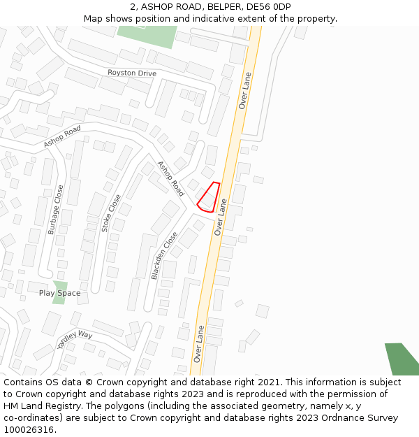 2, ASHOP ROAD, BELPER, DE56 0DP: Location map and indicative extent of plot