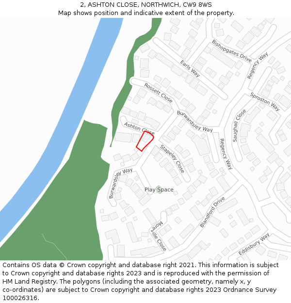 2, ASHTON CLOSE, NORTHWICH, CW9 8WS: Location map and indicative extent of plot