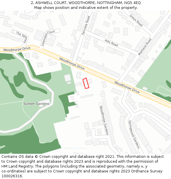 2, ASHWELL COURT, WOODTHORPE, NOTTINGHAM, NG5 4EQ: Location map and indicative extent of plot