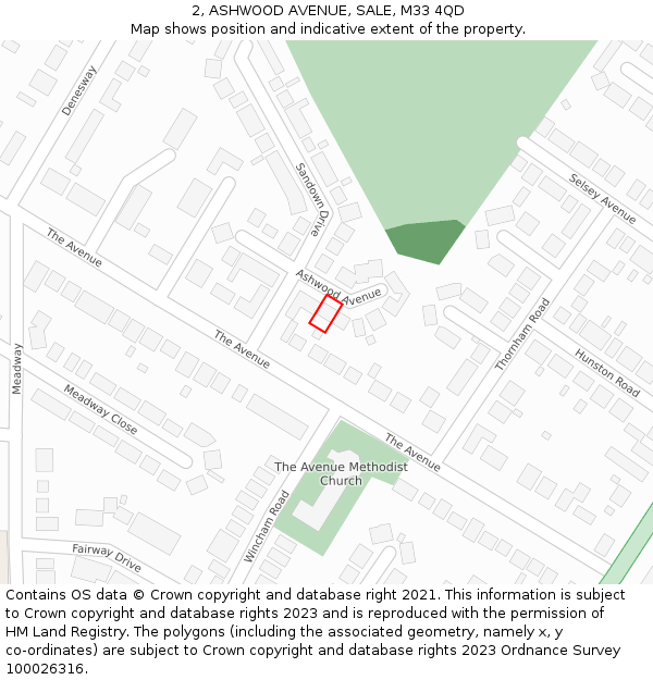 2, ASHWOOD AVENUE, SALE, M33 4QD: Location map and indicative extent of plot