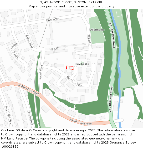2, ASHWOOD CLOSE, BUXTON, SK17 6PH: Location map and indicative extent of plot