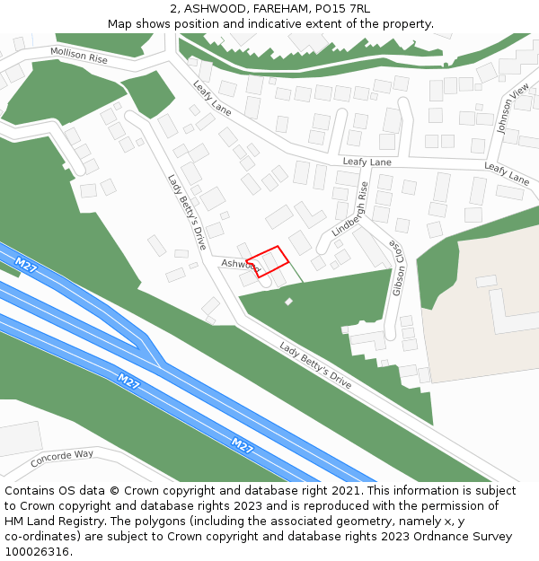 2, ASHWOOD, FAREHAM, PO15 7RL: Location map and indicative extent of plot