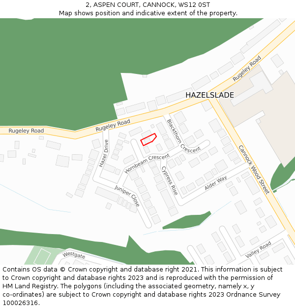 2, ASPEN COURT, CANNOCK, WS12 0ST: Location map and indicative extent of plot