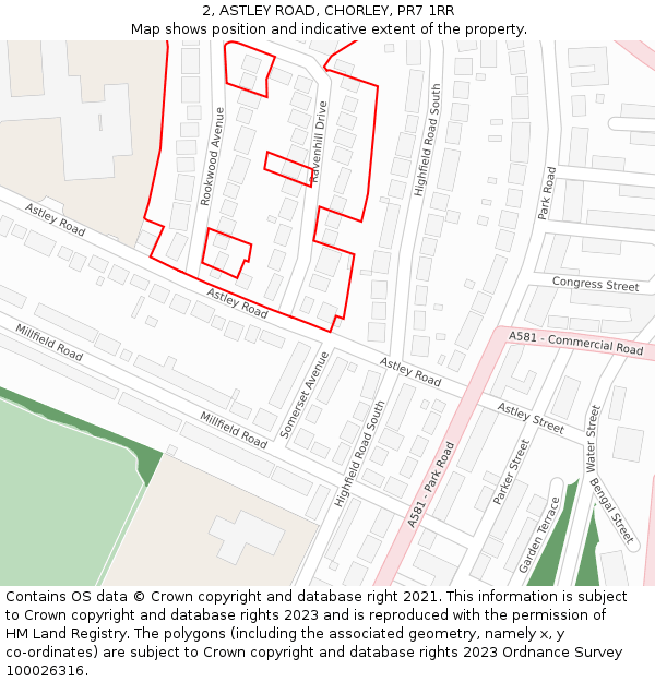 2, ASTLEY ROAD, CHORLEY, PR7 1RR: Location map and indicative extent of plot
