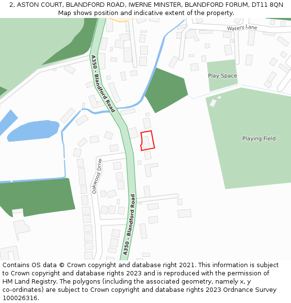 2, ASTON COURT, BLANDFORD ROAD, IWERNE MINSTER, BLANDFORD FORUM, DT11 8QN: Location map and indicative extent of plot