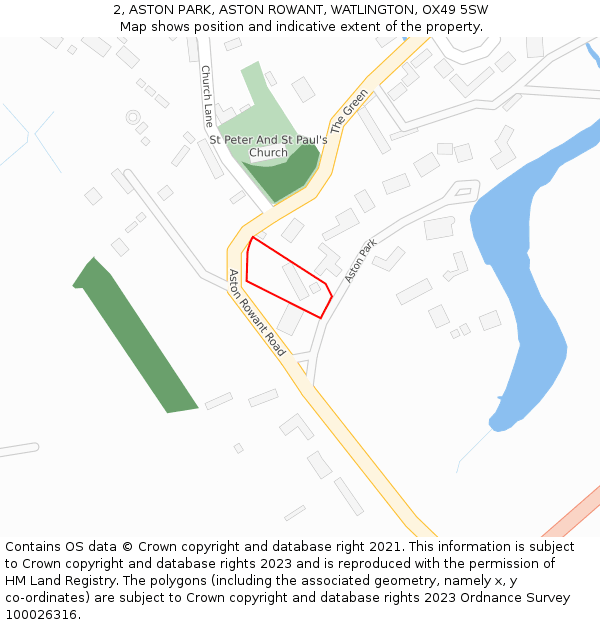 2, ASTON PARK, ASTON ROWANT, WATLINGTON, OX49 5SW: Location map and indicative extent of plot