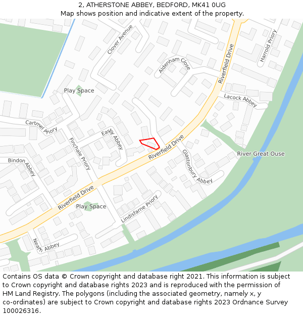 2, ATHERSTONE ABBEY, BEDFORD, MK41 0UG: Location map and indicative extent of plot