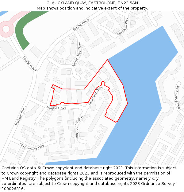 2, AUCKLAND QUAY, EASTBOURNE, BN23 5AN: Location map and indicative extent of plot