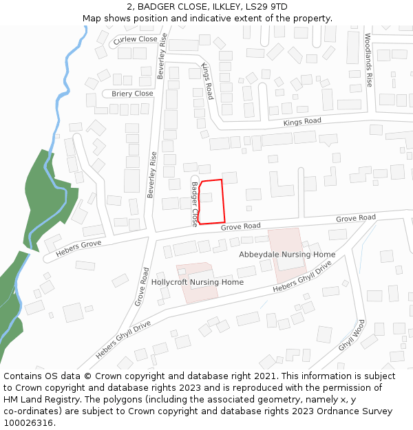 2, BADGER CLOSE, ILKLEY, LS29 9TD: Location map and indicative extent of plot