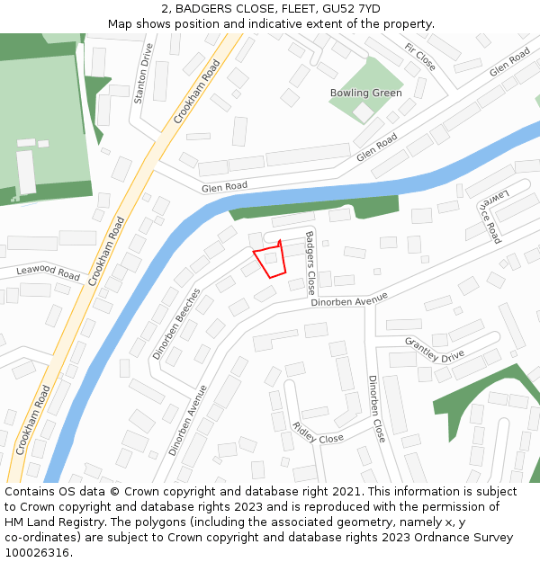 2, BADGERS CLOSE, FLEET, GU52 7YD: Location map and indicative extent of plot