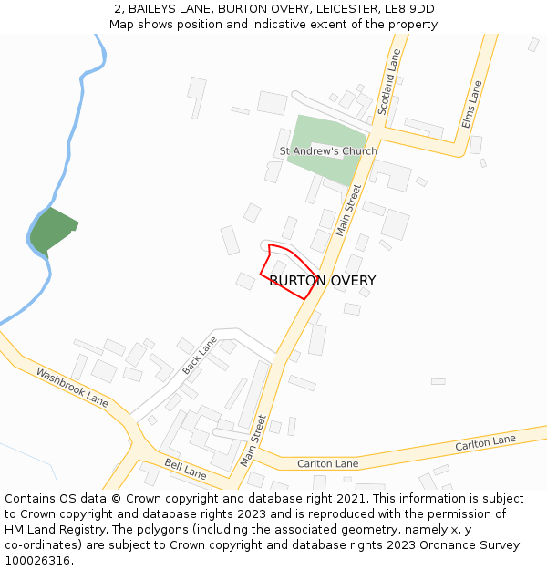 2, BAILEYS LANE, BURTON OVERY, LEICESTER, LE8 9DD: Location map and indicative extent of plot